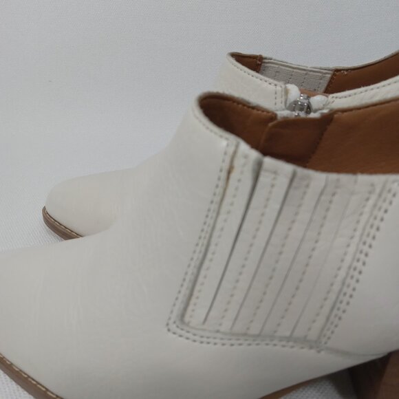 SARTO Womens White Leather Heeled Ankle Boots Size 6M - Picture 5 of 14